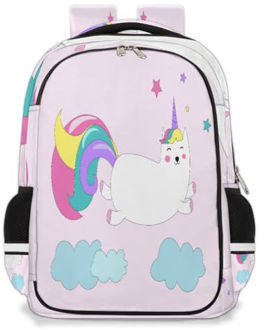 TropicalLife Niedlicher Einhorn-Rucksack, Schultasche, Büchertasche für Kinder, Mädchen, Jungen, Einhorn-Regenbogen-Rucksack, 22 l, Reisen, lässig, Laptop-Tasche, Tagesrucksack für Männer und Frauen,