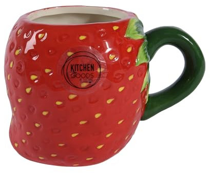 Tasse à thé en céramique en forme de fraise 14 cm - Tasse à thé en céramique en forme de fraise - Tasse à thé en céramique - Tasse à café - Cadeau d'été - Rouge