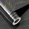 FunStick 60CM×5M Marble Effect Living Room Wallpaper Charcoal Black and Gold Peel and Stick Wallpaper Kitchen Cupboard Vinyl Wrap Black Marble Kitchen Worktop Covering Vinyl Sticky Back Grey and Gold