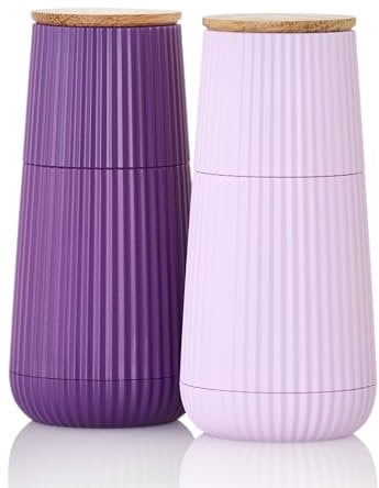 AdHoc MP156 Scape Pfeffer- und Salzmühlen Set, Relief-Design, Dark Purple & Light Purple, mit CeraCut® Keramikmahlwerk, stufenlos einstellbar, leicht & benutzerfreundlich, in Geschenkverpackung