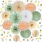 Salbeigrün Party Deko Pfirsich Creme Seidenpapier Pom Poms Deko Babyparty Deko Papierlaterne Konfetti Punkte Streutisch Tischdeko für Geburtstag Hochzeit Brautdusche Party Dekoration