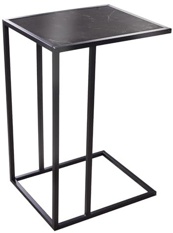 Riess Ambiente Moderner Beistelltisch Slim LINE 65cm Graphit Marmor-Design Metall Laptoptisch