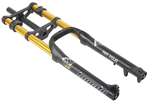 ZHUOYA Fahrrad-Downhill-Federgabel, 26 Zoll, 4,0 Fat-Gabel, 170 mm Federweg, Mountainbike-Federung, Luftgabel, 1-1/8 Zoll Scheibenbremse, QR 9 mm, Snow Beach/XC/E-Bike, 2850 g (26 Zoll Gold)