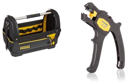 Stanley FatMax Werkzeugtrage & JOKARI 20050 Abisolierzange Super 4 plus, Schwarz, 1 Stück