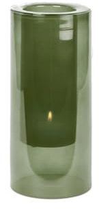 [A1] Rimini Windlicht Glas Salbei H 23 cm D 10,5 cm