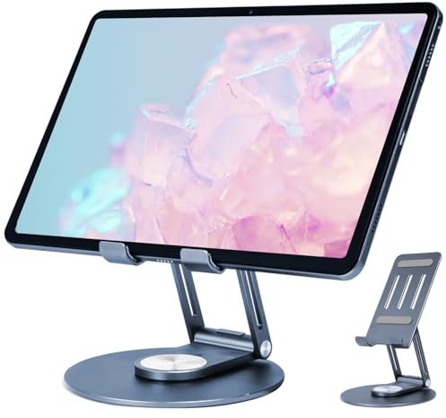 DOOGEE Supporto Tablet Regolabile e Pieghevole, Porta Tablet in Alluminio Tavolo Girevole a 360°