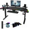 Devoko LED Gaming-Tisch 186cm, Höhenverstellbarer Schreibtisch, Höhenverstellbar Elektrisch mit Kabellosem Ladegerät, Steckdose, RGB-Mauspad und Tastaturablage, Computertisch