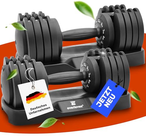 Verstellbare Kurzhantel Set 2x12kg | 12kg |18kg | 24kg | 40kg | 5 Gewichtseinstellungen | Hantelset 2x12kg | Verstellbare Kurzhantel | einstellbar und platzsparend [FIX LOCK] Hantel verstellbar