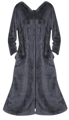Dinglong Vestaglia di Flanella da Donna Vestaglie con Cerniera Frontale Accappatoio a Figura Intera Vestaglie in Pile di Flanella Vestaglia Calda Invernale Camicia da Notte Accappatoio da