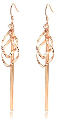 Rose Gold Drop Earrings for Women, Statement Tassel Long Dangle Earrings, Twisted Linear Dangly Dangling Earrings Jewellery Gifts for Wedding Birthday Christmas