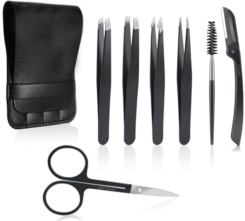 Pince a Epiler 7Pcs Pour Femmes,Pince à épiler en Acier Inoxydable Pour les Sourcils,Pince à Épiler de Précision - Professionnelle Kit pour Sourcils,pour l'élimination des des Poils du Visage