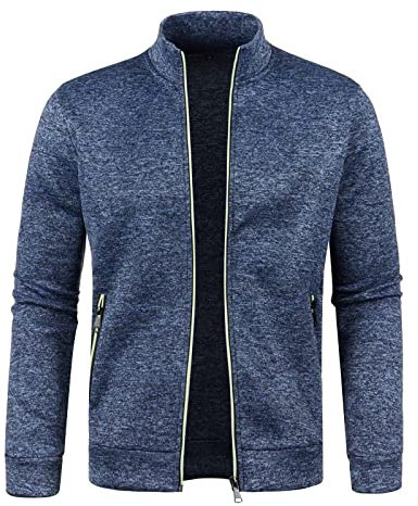 Mens Knitted Cardigan - Thick Sweater with Full Zip, Stand Collar, Lapel, Autumn and Winter Overcoat