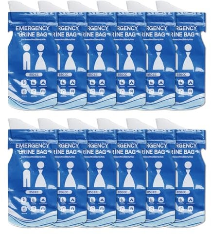 Onperpoe 12Pcs Urine Bags 850Ml Disposable Camping Toilet Pee Bags Traffic Jams Vomit Bag Emergency Unisex Camping Toilet Bags Outdoor Hiking Portable Toilet for Men Women Kids Patient Pregnant