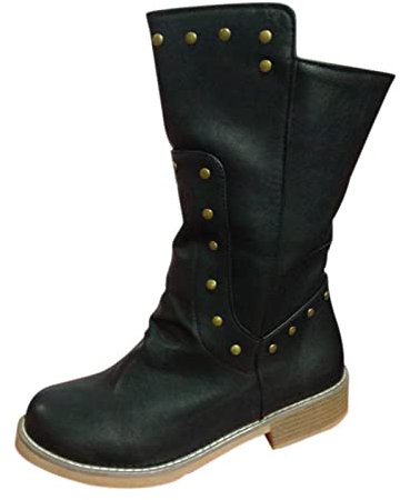 Stivali Equitazione Bambina Stivaletti da Donna Estivi Scarpe Stringate Basse Stivali Donna Pelle Biker Stivaletti Bassi Stivali Alti con Tacco Donna Tacchi Fashion Stivaletti