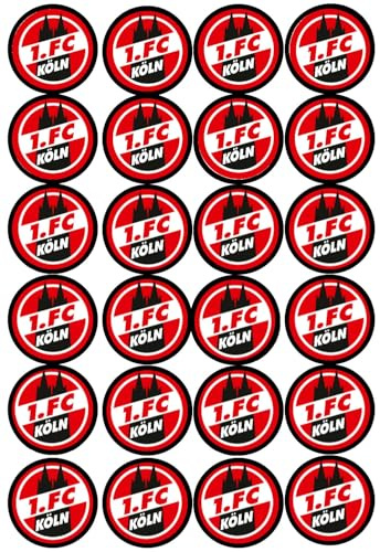 24 Muffinaufleger ca. 4,5 cm zum selbst ausscheiden, Cupcakes Muffinsbild Geburtstag Fondant Motiv: Fussball Köln Nr. 5
