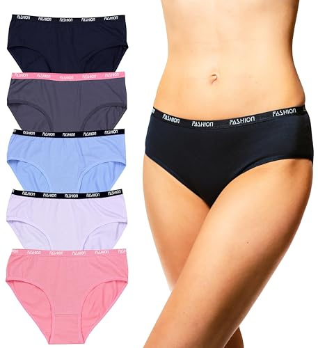 Alkato Slips Damen 5er Pack | Frauen Unterhose Unterwäsche Baumwolle Hohe Taille Pantys Spitze Große Größen