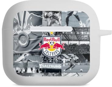 Hülle mit Karabiner kompatibel mit Apple AirPods (3. Generation) Case weiß Schutzhülle mit Schlüsselanhänger FC Red Bull Salzburg Red Bull Salzburg