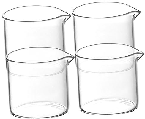DECHOUS Glass Milk Pitchers 4 Pack 110ml Milk Jugs Simple Guide Port for Easy Pour