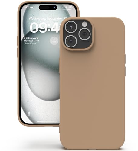 YATWIN Hülle für iPhone 15 Pro Max, Silikon Handyhülle mit Futter, 1mm Kamera und Displayschutz, Dünn & Leicht, Anti Kratzer Case, Milchtee