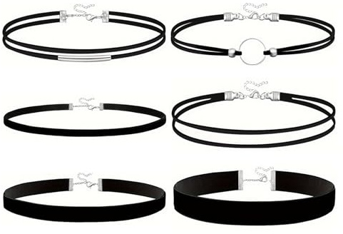 Kzouenzu Schwarz Velvet Halsband [6 Stück], Verstellbare Klassische Kropfband Schmuck, Samt-Choker-Halsketten, Für Frauen Und Mädchen, Dancing Halloween Geburtstag Party Cosplay