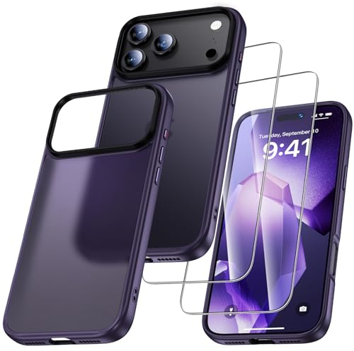 UniqueMe für iPhone 17 Pro Hülle - Handyhülle für iPhone 17 Pro Case, Rundumschutz Hülle Set Schutzhülle Cover, 1 Handyhülle & 2 Schutzfolie - Matt Lila