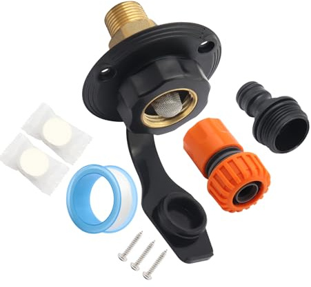 Kit de raccordement d'eau pour camping-car résistant aux fuites - Composants en laiton et boîtier ABS - Trappes de remplissage - Trappes d'entrée de remorque