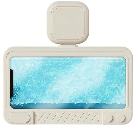 Shower Phone Holder Waterproof, Wall Mount Rotation Case, 7 pouces Ultra Thin Smartphone Stand with Speaker, Holder with Secure Seal, Bathroom Kitchen Bedroom Chambre Hôtel Indoor Tile Accessory
