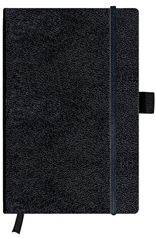 Herlitz 10789428 Geschäftsbuch, Lederoptik, schwarz, kariert, A5, 96 Blatt,Inhaltspapier 80g/m² Notizbuch Classic Collection