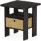 Furinno Andrey Side Table, Nightstand with Bin Drawer, Espresso/Brown