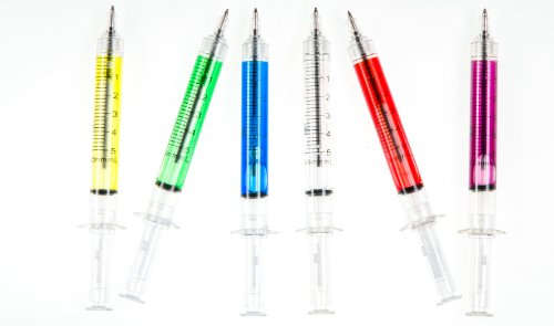 Medinc Packung Von 6 Mischfarbe Spritzen Stiften Mit Schwarzer Tinte Großer Krankenschwester Neuheits Stift Stationär Satz Oder Arzt Medizinstudent
