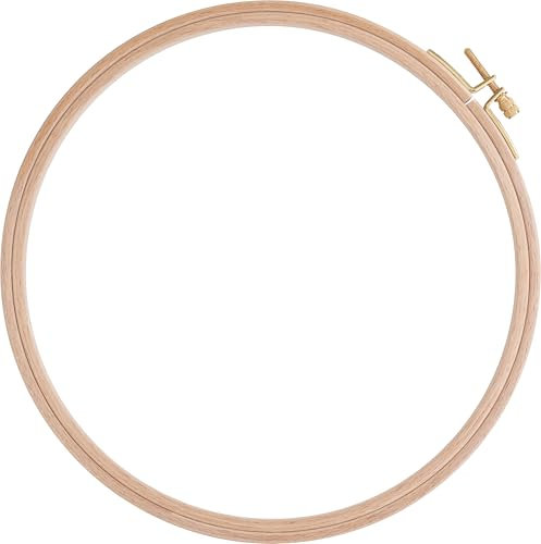 VBS Stickring Stickrahmen Buchenholz Messing Breite 7.0 mm Höhe 8.0 mm Ganzjährig geeignet für Handarbeiten und Bastelprojekte Ø 21,5 cm