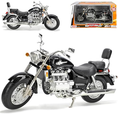 Motormax Hon-da Valkyrie Schwarz 1/6 Modell Motorrad mit individiuellem Wunschkennzeichen
