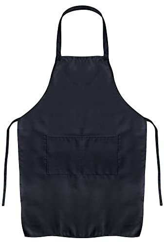 Jazooli Unisex Apron with Pockets - Cooking Aprons for Women, Men & Kids, Cleaning, Hairdressing & Waitress Apron with Pockets - One Size Fits Most Kitchen Accessories, Black apron