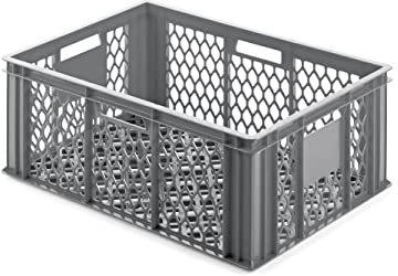ALUTEC Kunststoffbehälter vergittert (Inhalt 49 l, Außenmaße (LxBxH) 600 x 400 x 250 mm, stapelbar, lebensmittelecht, kälte- und hitzebeständig von -40° bis +80°C, Aufbewahrungskiste) 05065