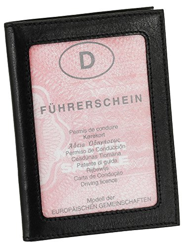 Ledershop24 Leder Ausweisetui Ausweishülle Kreditkartenetui Ausweismappe Kartenetui KFZ Mappe Etui Farbe Schwarz