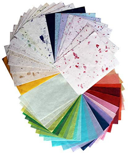 MulberryPaperStock Maulbeerpapier, 40 Bögen, Maulbeerpapier, Collage, Aquarellpapier, Einladungskarten, Notizbuch, Tagebuch