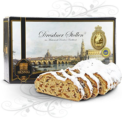 500 g handgemachter Original Dresdner Christstollen® im Geschenkkarton Motiv Canaletto Dresden