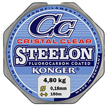 Konger Angelschnur Cristal Clear Fluorocarbon Coated 0,12-0,50mm/150m Monofile Super stark ! (0,18mm / 4,80kg)