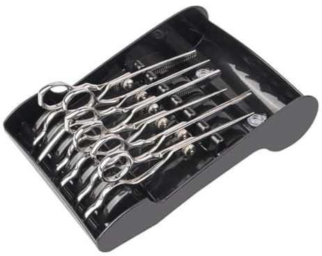 Tujuna Professional Salon Holder Racks Barber Shop Shears Stand Organizer Storage Tray, ABS Scissors Storage Tray Available for 6 Scissors (Black)