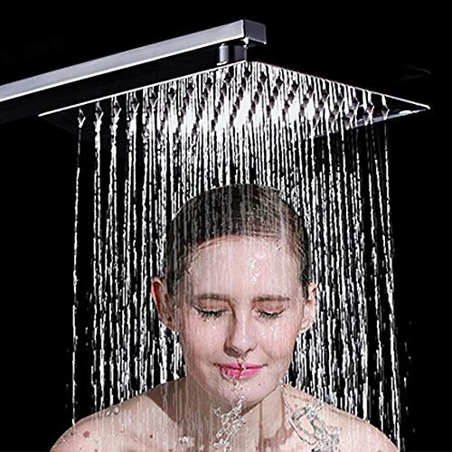 Large Rain Shower Head Square 304 Stainless Steel Ultra Thin Bathroom Shower Head High Pressure Rainfall Showerhead