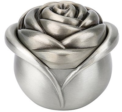 Boîte à bagues, alliage de zinc, alliances, boîte à bijoux, coffret avec motif de fleurs roses pour proposition, fiançailles, mariage, idéal pour ranger des bagues, boucles