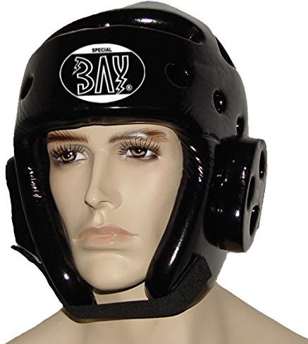 Bay KLS schwarz PU Kopfschutz Kopfschützer Headguard Kampfsport, Kickboxen, Kick-Boxen, Taekwondo, Tae Kwon Do, TKD, CE, schwarz (M)