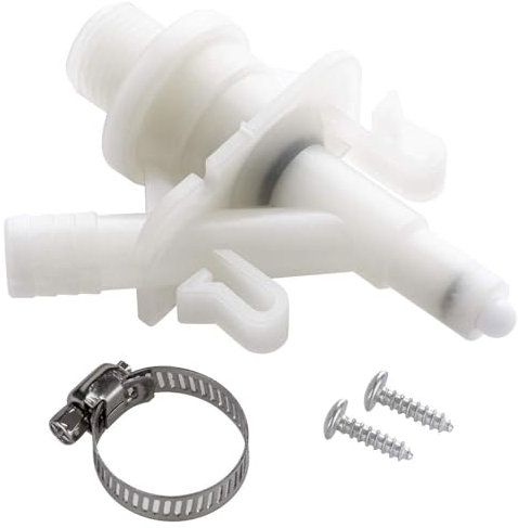 Halotronics RV Water Valve Replacement Kit for Pedal-Flush Toilets - Compatible with Sealand Dometic 300, 301 310, 311, 320, 321 - Hardware Included
