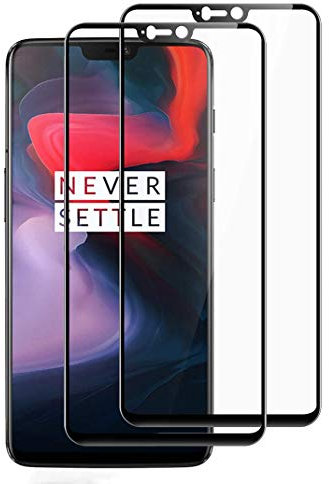 X-Dision Display Schutzfolie Kompatibel mit OnePlus 6[2 Packungen],Gehärtetem Glas mit Vollständiger Abdeckung,[Einfache Installation][9H-Härte]für OnePlus 6,Schwarz