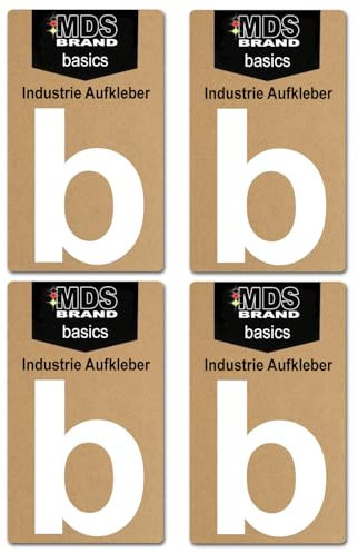 Basics von MDS Brand, 10cm Buchstaben Aufkleber, 4 Stück, Glänzend, Buchstaben zum aufkleben, Wetterfest klebebuchstaben (b, Weiss)