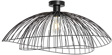 Qazqa - Design Design-Deckenleuchte I Deckenlampe I Lampe I Leuchte schwarz mit doppeltem Schirm 66cm - Pua I Wohnzimmer I Schlafzimmer - Stahl Rund - LED geeignet E27