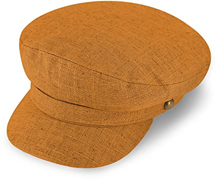 fiebig Austin Schiffermütze mit Leinenband | Mütze aus Leinenmix mit Schirm | Schirmmütze mit Baumwollfutter für das ganze Jahr (58-L, Cognac)