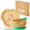 bamboo bamboo Set De Sevrage Assiette Bébé & Bol Bébé, Assiette Et Bol À Ventouse Pour Repas Et Sevrage, Assiette Compartimentée Bambou, Bol Enfant & Cuillère Bébé, Dès 6 Mois (Vert)