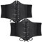 WERFORU 2 Stück Damen Gebundener Waspie Gürtel Breiter Schnürgürtel Korsett Elastischer Taillengürtel Schwarz/Schwarz