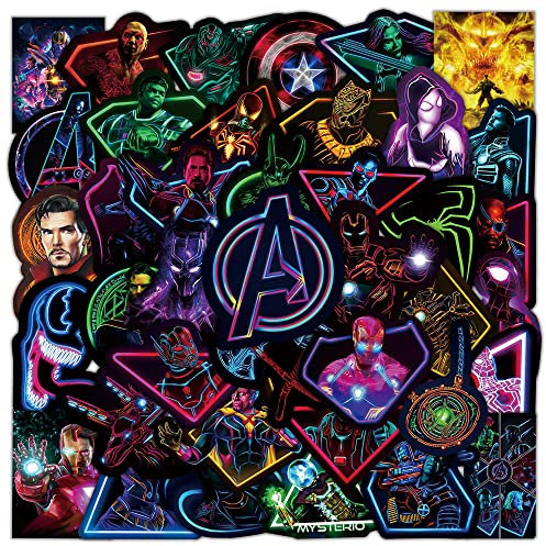 100 Stück Aufkleber Pack Noctilucent Marvel Superhelden Sticker Set Wasserdichte Vinyl Sticker für Laptop Kinder Autos Motorrad Fahrrad Skateboard Gepäck Koffer Computer Aufkleber Graffiti Decal